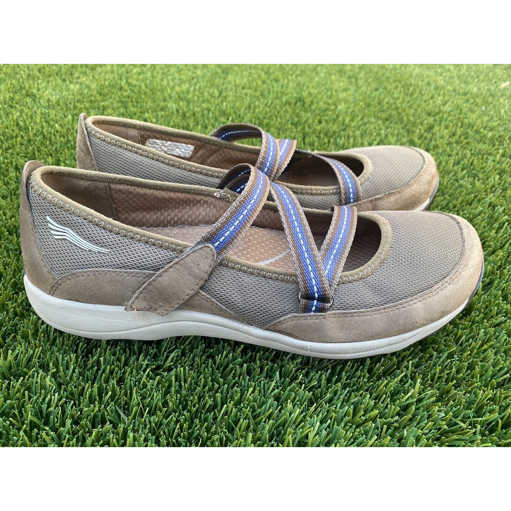 DANSKO EUR 37 US 6.5M 7M Hazel Mary Jane Brown Suede & Mesh Low Heel Comfy Shoes